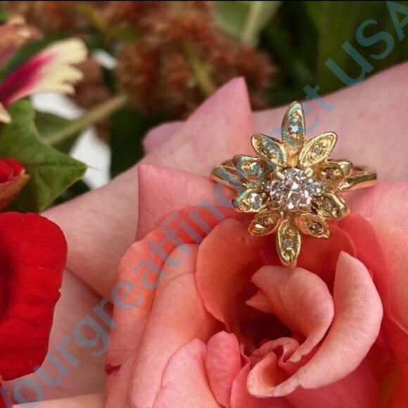 Yellow 14k Gold & 1/2 Carat Diamond Ring Size 5 - Picture 3 of 8